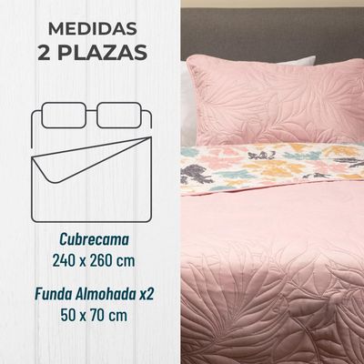 Imagen 2 del producto Cubrecama Cobertor 2 Plazas Quilt Estampado Reversible Set