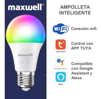 Imagen 2 del producto Ampolleta Inteligente LED Maxwell E27 Wifi App Rgb 9 W x1