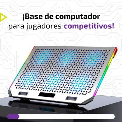 Imagen 2 del producto Base Ventilador Notebook Enfriador 6 Fans Aluminio RGB 2 USB