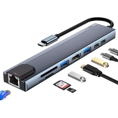 Hub Adaptador Usb Tipo C 8 En 1 Linkon Para Mac Macbook