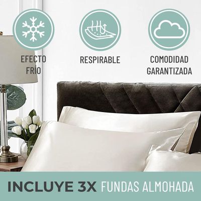 Imagen 2 del producto Funda Almohada Satin tipo Seda Set 3 unidades 50x76cm