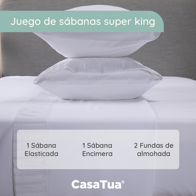 Imagen 2 del producto Sabanas Hotel Suave 1800 Casatua + 1 Funda Almohada Súper King