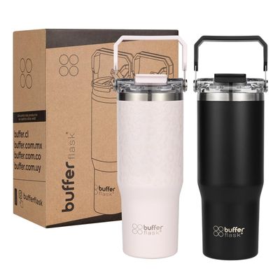 Imagen 1 del producto Vaso Termico Set x2 Mug Botella Agua Buffer Acero Inoxidable