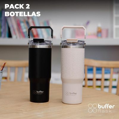 Imagen 2 del producto Vaso Termico Set x2 Mug Botella Agua Buffer Acero Inoxidable