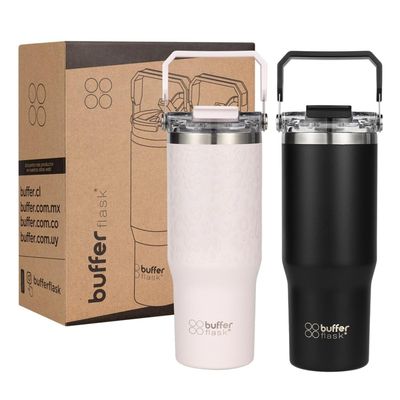 Imagen 1 del producto Vaso Termico Set x2 Mug Botella Agua Buffer Acero Inoxidable
