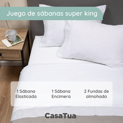 Imagen 2 del producto Sabanas Bordadas King Super King CasaTua +Fundas Almohada