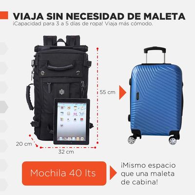 Imagen 2 del producto Mochila Bolso Viaje Hardley 40L Multiuso Notebook Avion