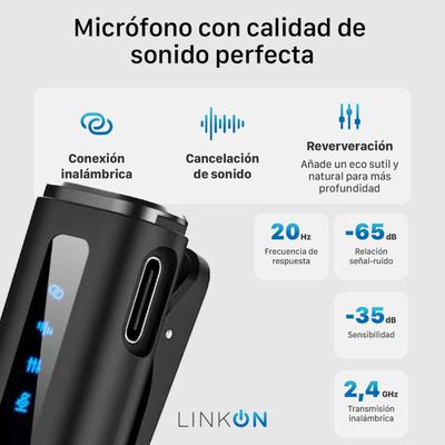 Imagen 2 del producto Microfono Inalambrico Solapa Lavalier Linkon con Windshield