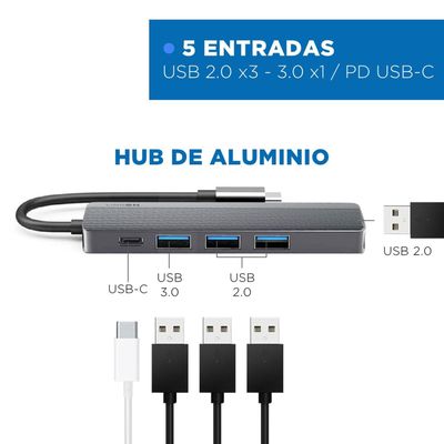 Imagen 2 del producto Hub Adaptador Usb Tipo C 5 En 1 Linkon Rj45 Para Mac Windows