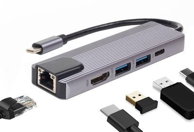 Hub Adaptador Usb Tipo C 5 En 1 Linkon 1000 Mbps Mac Windows