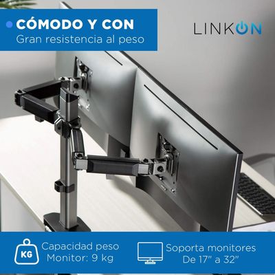 Imagen 2 del producto Soporte Brazo Articulado Doble Monitor Linkon Escritorio