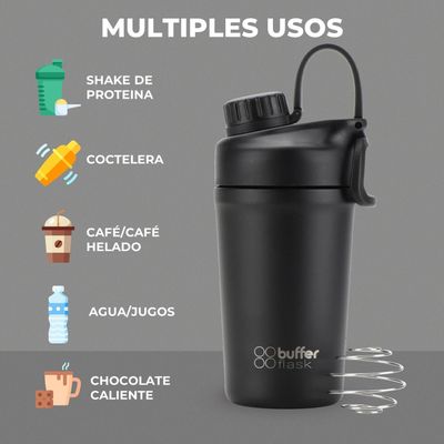 Imagen 2 del producto Shaker Proteina Agua Buffer Gym Acero Inoxidable 600ml Mixer