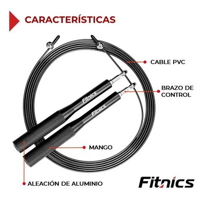 Imagen 2 del producto Cuerda Saltar Ajustable con Peso Profesional Cardio Crossfit Silver negro
