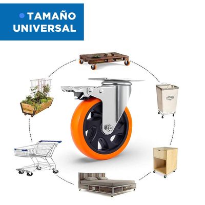 Imagen 2 del producto Ruedas Industriales para Muebles + Frenos Linkon 4"" Set 4