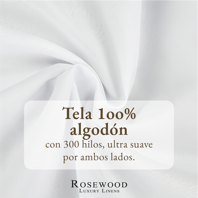 Imagen 2 del producto Sabanas Juego 300 Hilos 100% Algodon Rosewood Tamano Unico 1,5 Plazas - Blanco