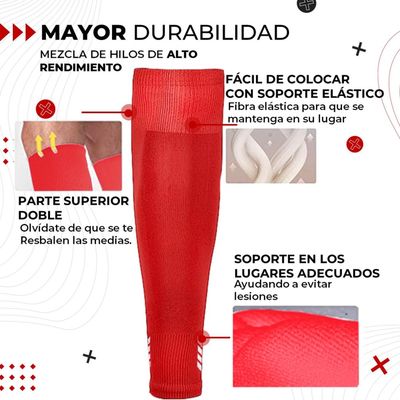 Imagen 2 del producto Medias Futbol Deportivas Sin Pie Pantorrillera Fitnics Set 2 Talla única rojo
