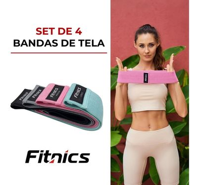 Imagen 2 del producto Bandas Resistencia Elasticas Tela Fitnics Ejercicio Set x 4