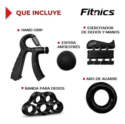 Imagen 2 del producto Set Hand Grip Ejercitador Manos y Antebrazo Fitnics 10-60 Kg