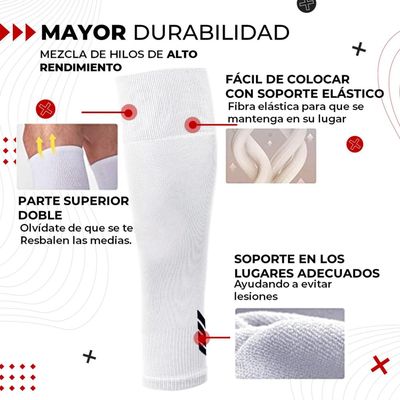 Imagen 2 del producto Medias Futbol Deportivas Sin Pie Pantorrillera Fitnics Set 2 Talla única blanco