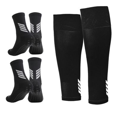 Medias Futbol Niños Antideslizantes Set 2 + Pantorrillera Talla Única negro