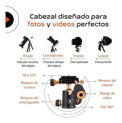 Imagen 2 del producto Tripode Camara Profesional Foto Video Max 1590mm + Monopod