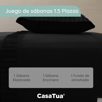Imagen 2 del producto Sabanas Hotel Suave 1800 Casatua + 1 Funda Almohada 1.5 Plazas