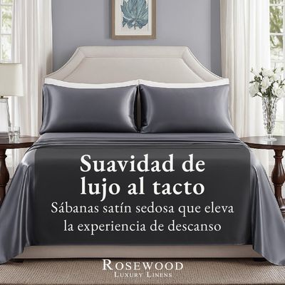 Imagen 2 del producto Sabanas Satin Rosewood Ultra Suaves Juego Completo Super King