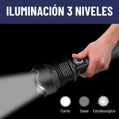 Imagen 2 del producto Linterna Led Tactica Maxwell Recargable Zoom Alcance 700m