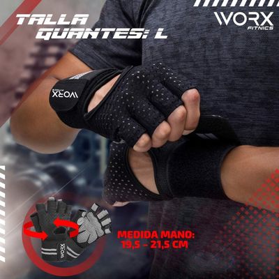 Imagen 2 del producto Guantes Entrenamiento Con Muñequera Worx Gimnasio Pesas Gym L negro