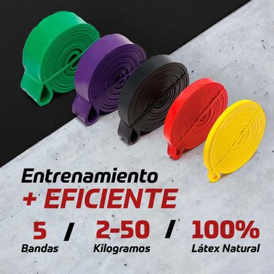Imagen 2 del producto Power Bands Bandas Elasticas Resistencia Fitnics Set 5 Latex