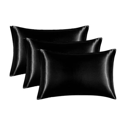 Imagen 1 del producto Funda Almohada Satin tipo Seda Set 3 unidades 50x76cm Tamano Unico 76x50 Negro