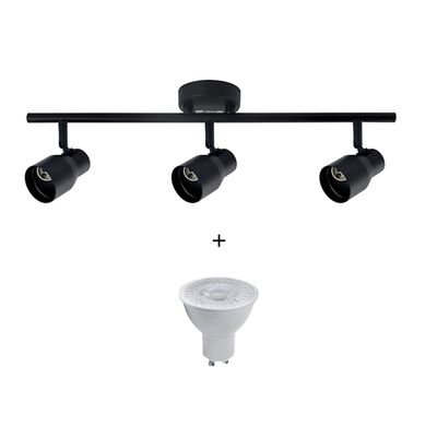 Imagen 2 del producto Foco Spot Cielo o Muro Porta 3xGU-10 Round Negro Incluye Ampolleta
