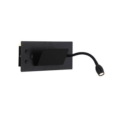 Imagen 1 del producto Apliqué Lector LED Flexi USB 5W+3W Negro - Luz Cálida