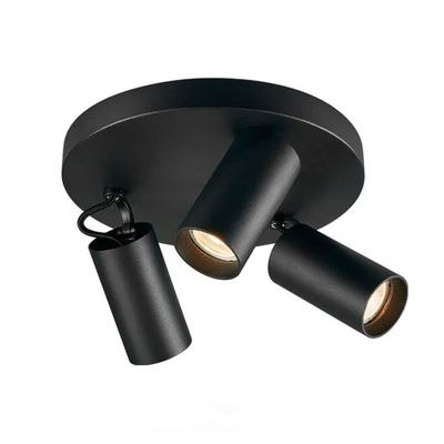 Pack 3 Foco Sobrepuesto Con Base Redonda 3xGU-10 Altair III Negro Ampolleta Fría