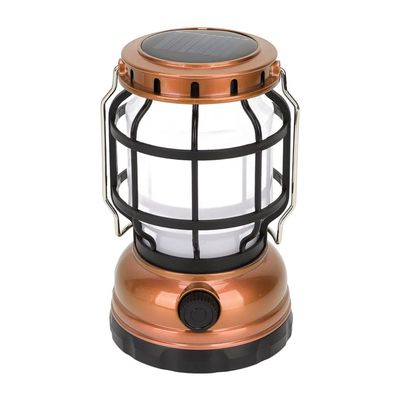 Lámpara Portátil de Camping Recarga Solar Dorada