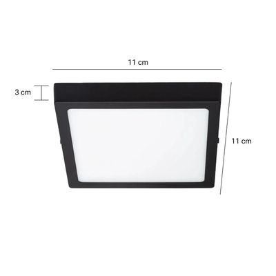 Imagen 2 del producto Pack 5 Panel LED Sobrepuesto Cuadrado Negro PRO 6W Frío