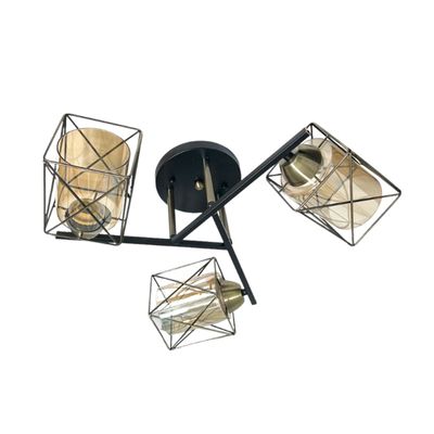 Lámpara de Techo Triple Geométrica Pantalla Vidrio E-27 Ampolleta Fría