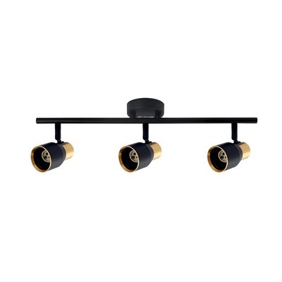 Imagen 1 del producto Foco Spot Cielo o Muro Porta 3xGU-10 Round Negro/Dorado Incluye Ampolleta