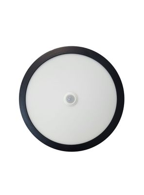 Panel Redondo LED ECO Sobrepuesto Negro Con Sensor 18W Cálido