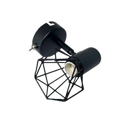 Apliqué de Techo Sobrepuesto Rejilla Geométrica E-14 Negro Ampolleta Cálida