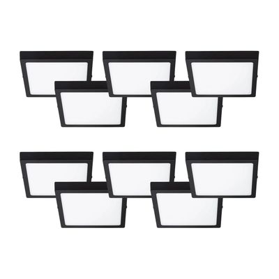 Pack 10 Panel LED Sobrepuesto Cuadrado Negro PRO 18W Neutro