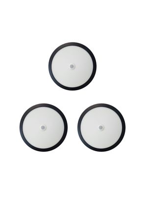 Pack 3 Panel Redondo LED ECO Sobrepuesto Negro Con Sensor 18W Frío