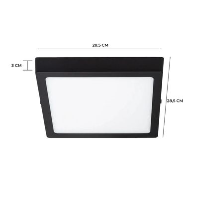 Imagen 2 del producto Pack 3 Panel LED Sobrepuesto Cuadrado Negro PRO 24W Frío