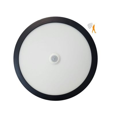 Pack 3 Panel Redondo LED ECO Sobrepuesto Negro Con Sensor 18W Cálido