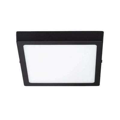 Panel LED Sobrepuesto Cuadrado Negro PRO 12W Cálido