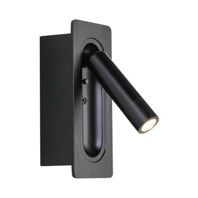 Apliqué Lector LED Uni 3W Negro - Luz Cálida