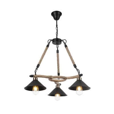 Lámpara Colgante Triple Cáñamo E-27 Ampolleta Fría