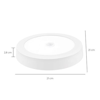 Imagen 2 del producto Pack 3 Panel Redondo LED ECO Sobrepuesto Blanco Con Sensor 18W Cálido