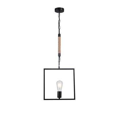 Lámpara Colgante Yute/Cuadro Negro Porta E-27 Incluye Ampolleta