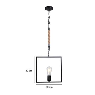 Imagen 2 del producto Lámpara Colgante Yute/Cuadro Negro Porta E-27 Incluye Ampolleta